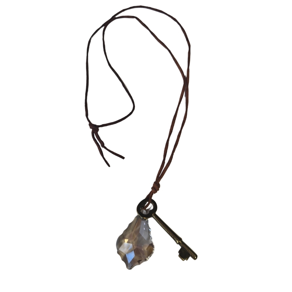 Unbranded Pendant Necklace Womens OS Brown Crystal Skeleton Key Boho Adjustable